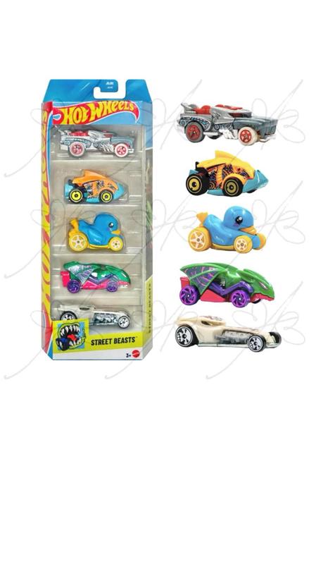1806 hot wheels pacote com 5 carros street beasts jbj90 - mattel